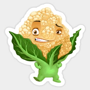 Cute Cauliflower Veggie Mascot Sticker